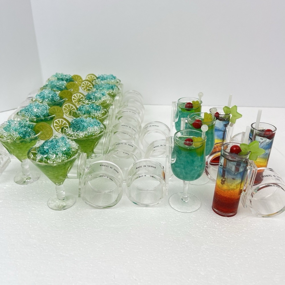 17 Pc Lot Miniature Tropical‎ Cocktails Drinks Napkin Holders Margarita Hawaiian
